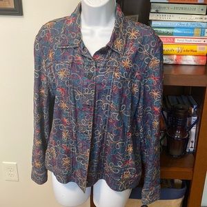 Coldwater Creek Embroidered Denim Jacket EUC